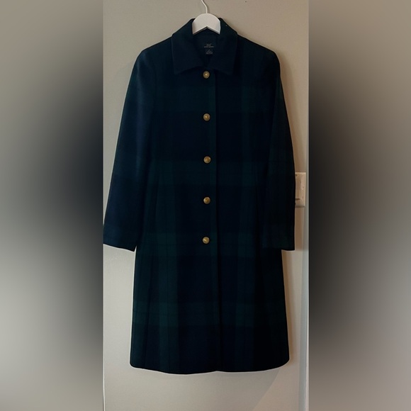 Brooks Brothers Jackets & Blazers - Brooks Brothers Wool Button Up Blue Green Plaid Coat Women’s Size 8